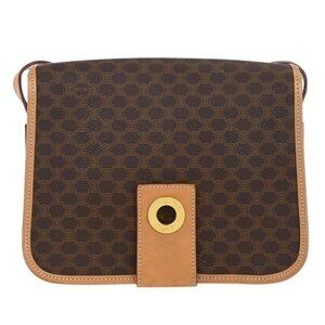 Celine Brown PVC Macadam Shoulder Bag